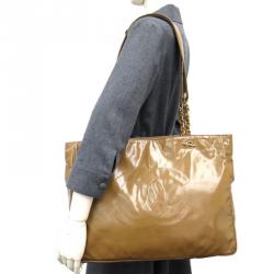 Pre Owned Chanel Brown Coated Canvas Tote