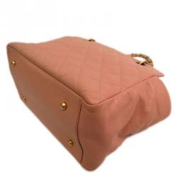 Pre Owned حقيبة يد شانيل شوبر تايمليس بتيت جلد كافيار مبطنة وردية