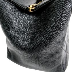 مملوكة مسبقًا حقيبة يد شانيل بيتيت تايمليس جلد كافيار مبطن أسود