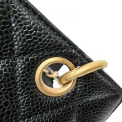 مملوكة مسبقًا حقيبة يد شانيل بيتيت تايمليس جلد كافيار مبطن أسود