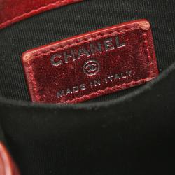 Pre Owned Chanel Red Patent Leather CC Phone Holder Crossbody Bag