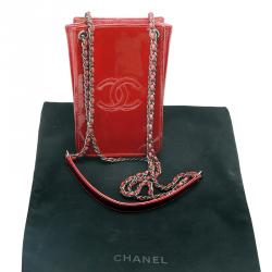 Pre Owned Chanel Red Patent Leather CC Phone Holder Crossbody Bag