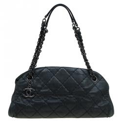 Chanel Black Quilted Iridescent Leather Medium Just Mademoiselle Bowling  Bag Chanel