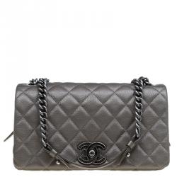 Chanel Brown Quilted Goatskin Leather Medium City Rock Flap Bag