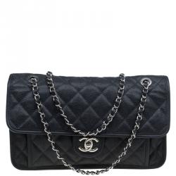 Chanel Black Caviar Leather Jumbo French Riviera Classic Flap Bag