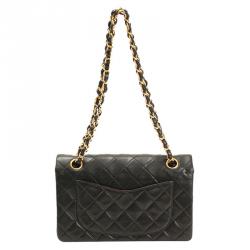 Pre Owned Chanel Black Quilted Lambskin Vintage Small Classic Flap Bag