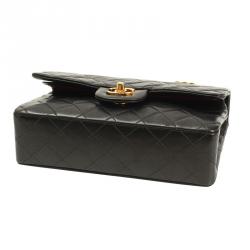 Pre Owned Chanel Black Quilted Lambskin Vintage Small Classic Flap Bag