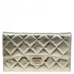 Chanel Gold Quilted Leather Reissue Trifold Wallet
