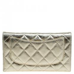 Chanel Gold Quilted Leather Reissue Trifold Wallet