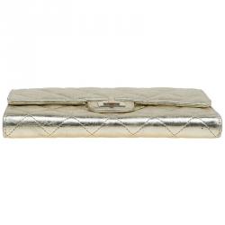 Chanel Gold Quilted Leather Reissue Trifold Wallet
