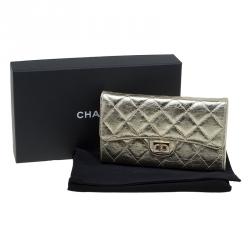 Chanel Gold Quilted Leather Reissue Trifold Wallet