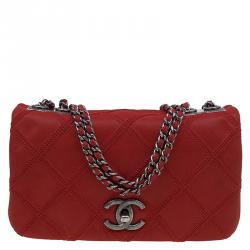 Chanel Red Diamond Stitch Leather Mini Flap Bag Chanel
