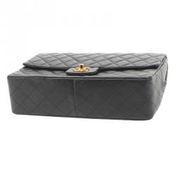 Pre Owned Chanel Black Quilted Lambskin Classic Single Flap Bag