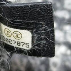 Pre Owned حقيبة يد شانيل شوبر تويد/ جلد مبطنة رصاصية