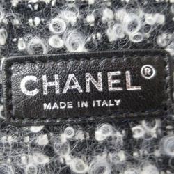 Pre Owned حقيبة يد شانيل شوبر تويد/ جلد مبطنة رصاصية