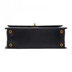Pre Owned Chanel Black Lambskin Vintage Flap Bag