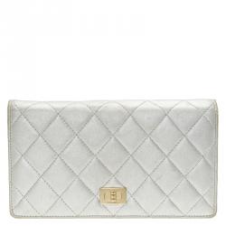 Chanel Silver Quilted Leather Reissue Long Flap Wallet
