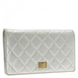 Chanel Silver Quilted Leather Reissue Long Flap Wallet
