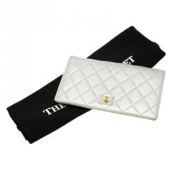 Chanel Silver Quilted Leather Reissue Long Flap Wallet
