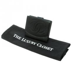 Pre Owned Chanel Black Leather CC Compact Wallet
