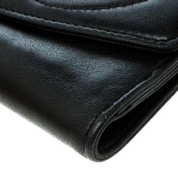 Pre Owned Chanel Black Leather CC Compact Wallet