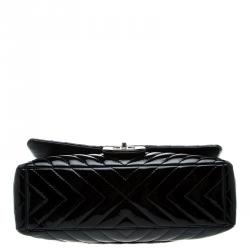 Chanel Black Chevron Patent Leather Maxi Classic Flap Bag