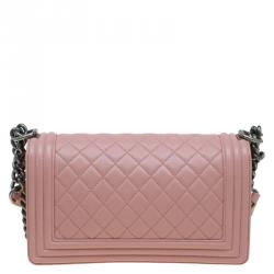 Chanel Blush Pink Quilted Leather Medium Boy Flap Bag