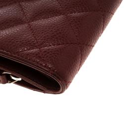 Chanel Burgundy Quilted Leather CC Compact Wallet