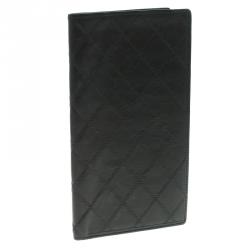 Chanel Black Quilted Leather Checkbook Cover