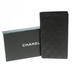 Chanel Black Quilted Leather Checkbook Cover