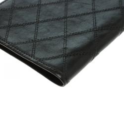 Chanel Black Quilted Leather Checkbook Cover