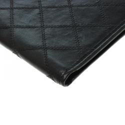Chanel Black Quilted Leather Checkbook Cover