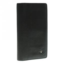 Pre Owned محفظة شانيل طويلة كاميليا جلد رصاصية داكنة