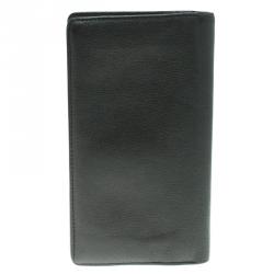 Pre Owned محفظة شانيل طويلة كاميليا جلد رصاصية داكنة