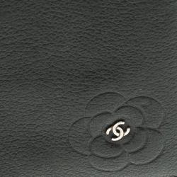 Pre Owned محفظة شانيل طويلة كاميليا جلد رصاصية داكنة