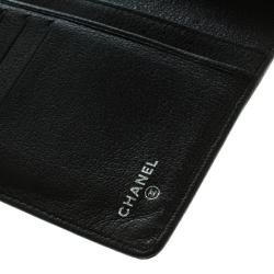 Pre Owned محفظة شانيل طويلة كاميليا جلد رصاصية داكنة