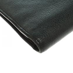 Pre Owned محفظة شانيل طويلة كاميليا جلد رصاصية داكنة