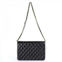Pre Owned Chanel Black Quilted Lambskin Vintage Classic Flap Bag
