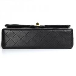 Pre Owned Chanel Black Quilted Lambskin Medium Vintage Classic Double Flap Bag