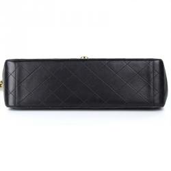 Pre Owned Chanel Black Quilted Lambskin Maxi Jumbo Vintage Classic Flap Bag