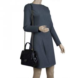 Pre Owned Chanel Black Quilted Leather Small Flap Top Handle Bag
