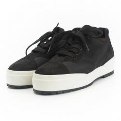 Pre Owned Chanel Black Suede and Nylon CC Platform Sneakers Size 38