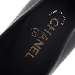 Pre Owned Chanel Black Leather CC Cap Toe Chain Detail Platform Pumps Size 41