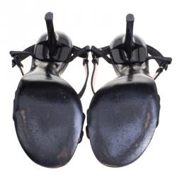Chanel Black Canvas Cross Strap Sandals Size 38
