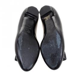 Pre Owned حذاء فلات شانيل جلد أسود بفيونكة مزينة مقاس 39