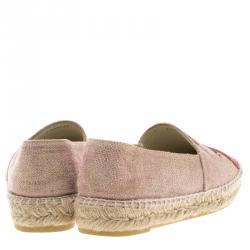 Pre Owned  حذاء إسبادريل شانيل ترتر CC كانفاس وردي مقاس 37