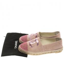 Pre Owned  حذاء إسبادريل شانيل ترتر CC كانفاس وردي مقاس 37