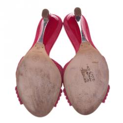 Chanel Pink Leather Wedge Slides Size 39