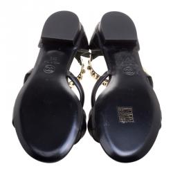 Chanel Black Quilted Leather Charm Embellished Sandals Size 39