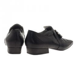 Pre Owned حذاء شانيل جلد أسود مرصع لوفرز مقاس 38